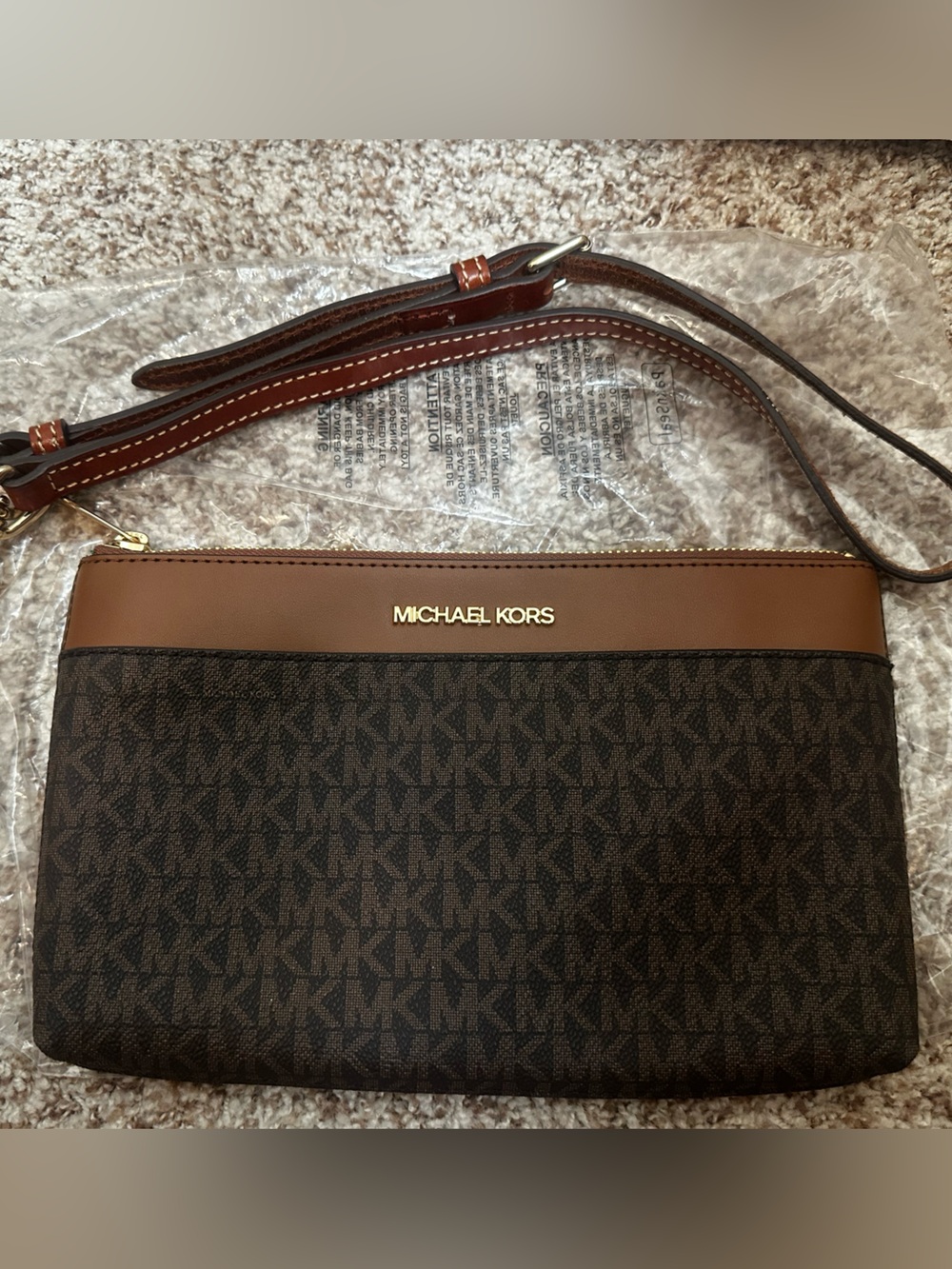 Michael Kors Dark Brown and Tan Signature Belt Bag